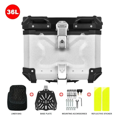 Motorcycle trunk, Universal 28L/32L/36L/45L/55L/65L/80L/85L/100L - 36l-embossed-x-tail-boxsilver