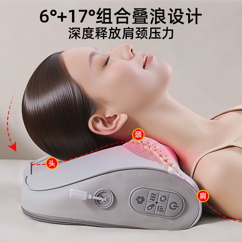联想腰部按摩仪热敷肩部颈椎按摩器揉捏按摩靠垫全身多功能按摩枕|undefined