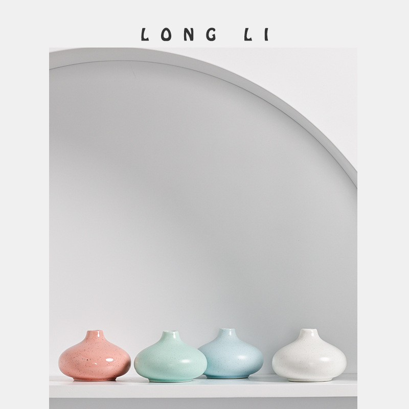 隆利陶瓷花瓶简约创意家居陶瓷香薰瓶水培迷你小花器摆件家居装饰