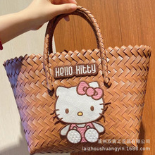 七夕hellokity托特包手工编织包手提沙滩度假旅行包单肩包生日礼