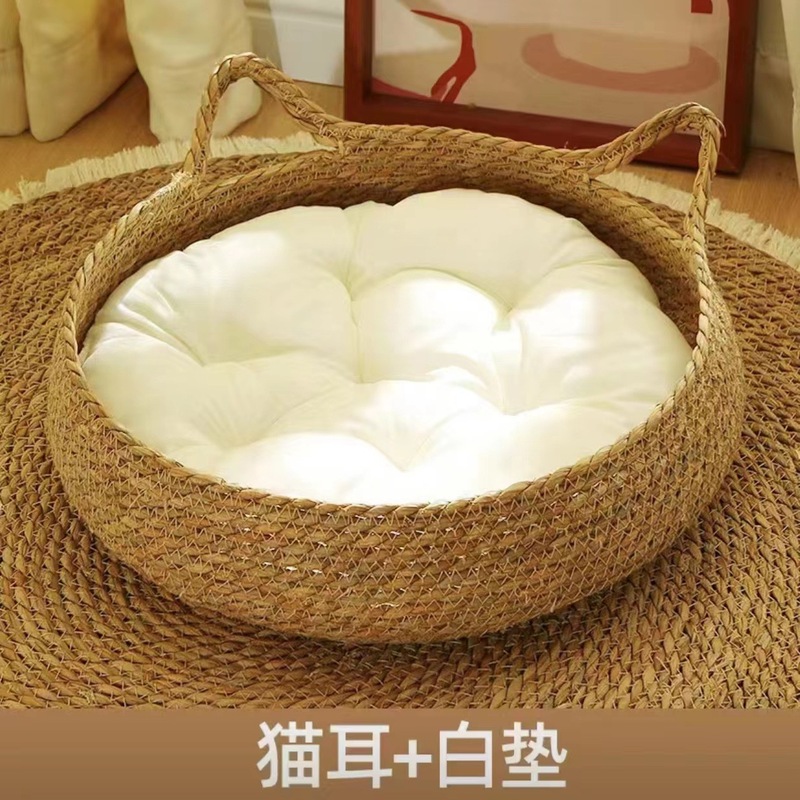 オールシーズン対応の籐猫の巣卸売籐取り外し可能で洗える暖かい巣猫の巣ペット猫籐猫の巣|undefined