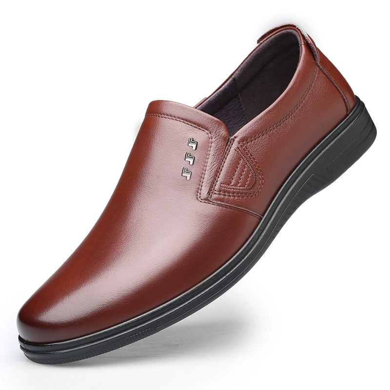 Мужские деловые повседневные кожаные туфли для пожилых людей, туфли-слипоны из натуральной кожи (первый слой), дышащие туфли, мужские повседневные туфли 8816