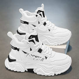 高帮男鞋2025新款秋季青少年马丁靴运动休闲小白增高老爹百搭潮鞋