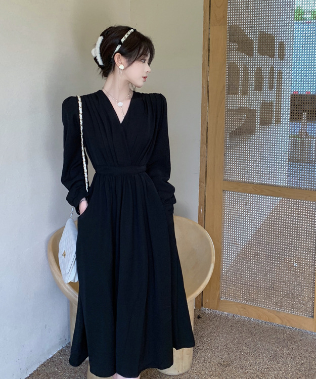 GraceChic Plus Size Damenbekleidung Herbst Neu Französischer V-Ausschnitt Taillenformende Ärmel für Damen, Bauch kaschierend Schlankmachend_voghion.com