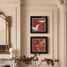 梅兰竹菊客厅装饰画红色中国风复古高级感沙发背景墙壁画组合挂画