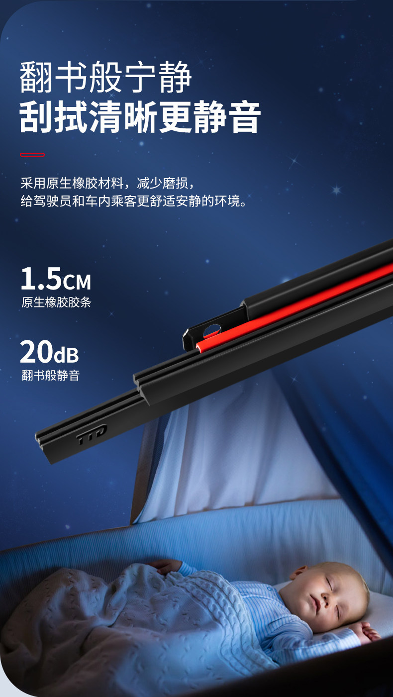 Dual rubber strip wipers suitable for Wuling Hongguang Mini, original Macaron frameless mini Miniev car GB wipers