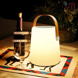 跨境便携式户外蓝牙音箱一体多功能音响RGB灯无线遥控LED氛围夜灯