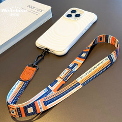 ハイエンドのオリジナルプリント携帯電話ストラップ、首を締め付けない幅広の布製IDストラップ、屋外用ポータブル紛失防止リストストラップ