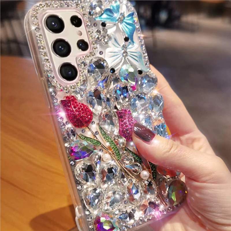 Rhinestone Rose Butterfly Suitable for A05S Shell All-Inclusive S24/S23/S20/S21 Luxury A545G