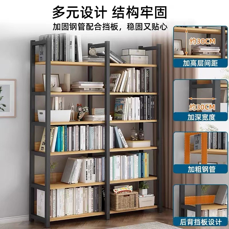 Estante de libros doméstico de hierro forjado almacenamiento de piso multicapa sala de estar contra la pared estante de exhibición de cocina simple estante de partición