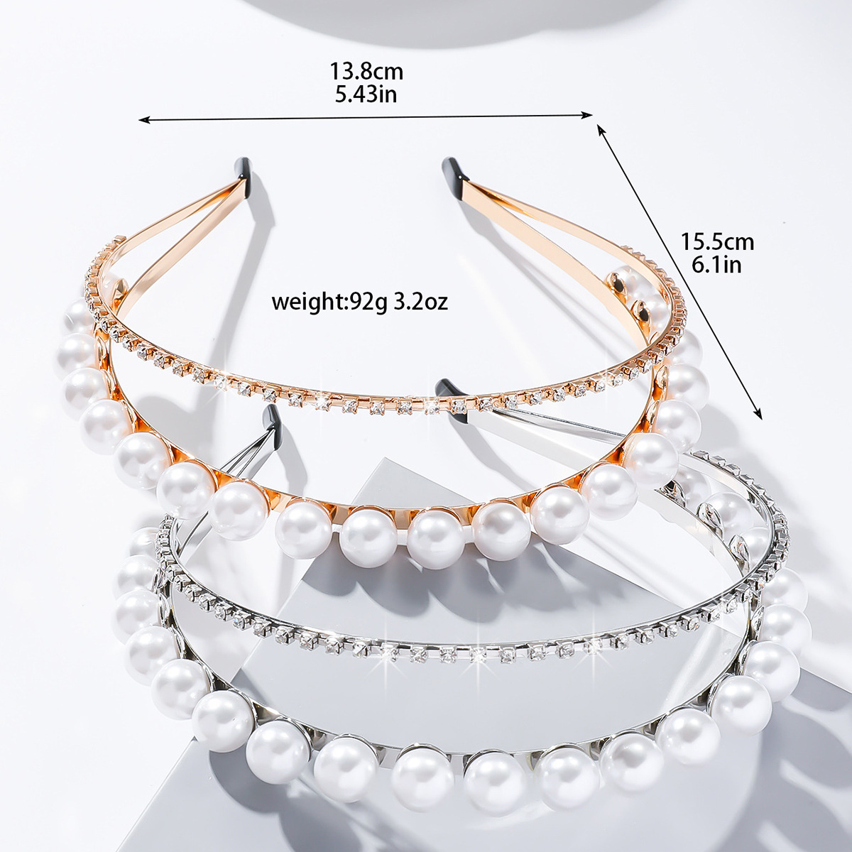 Nueva versión coreana de joyas para el cabello de diamante de perla doble cinturón de cabello de novia simple cinturón de cabello de personalidad europea y americana joyas para el cabello dulce