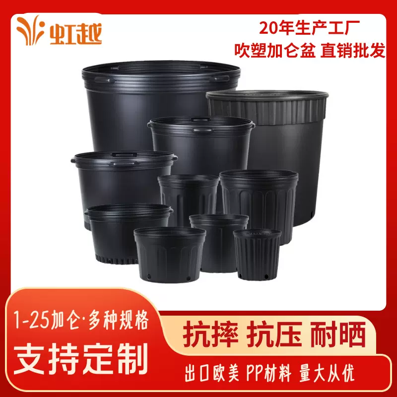 工厂直发塑料花盆批发阳台绿萝盆栽草莓月季加厚吹塑加仑盆透气