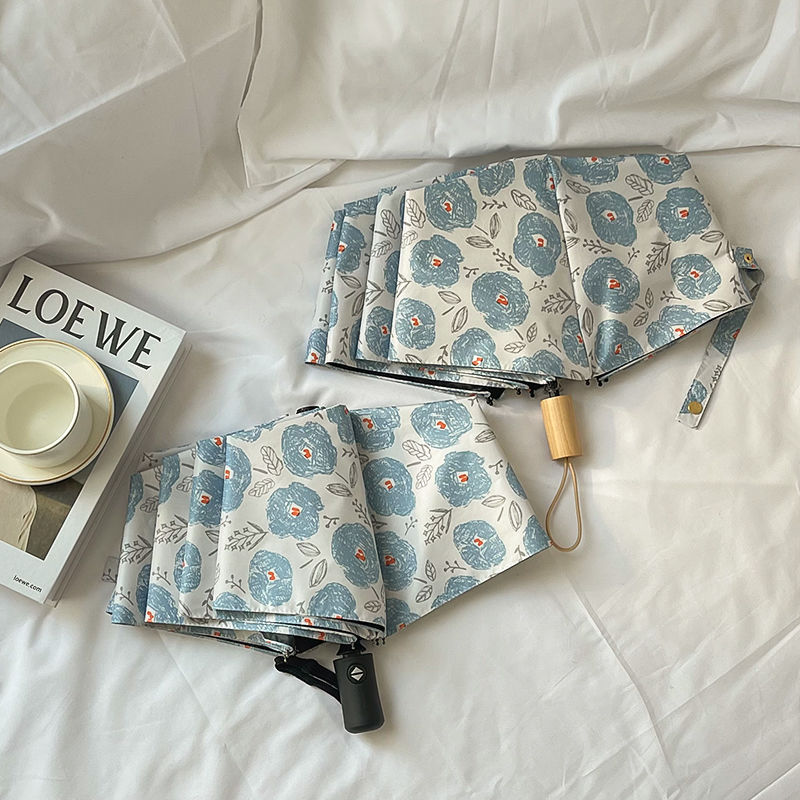 法式复古碎花晴雨伞晴雨两用女学生韩版折叠森系防晒遮阳伞五折伞