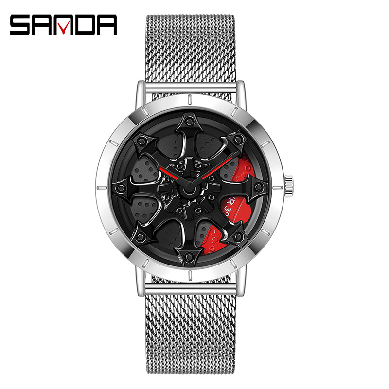 1078 메쉬 벨트 실버