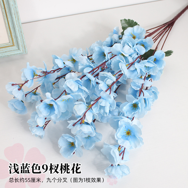 Flor de melocotón artificial rama falsa flor de ciruelo flor de cerezo rama sala de estar decoración Flor de seda boda flor falsa Flor de plástico ingeniería especial flor seca