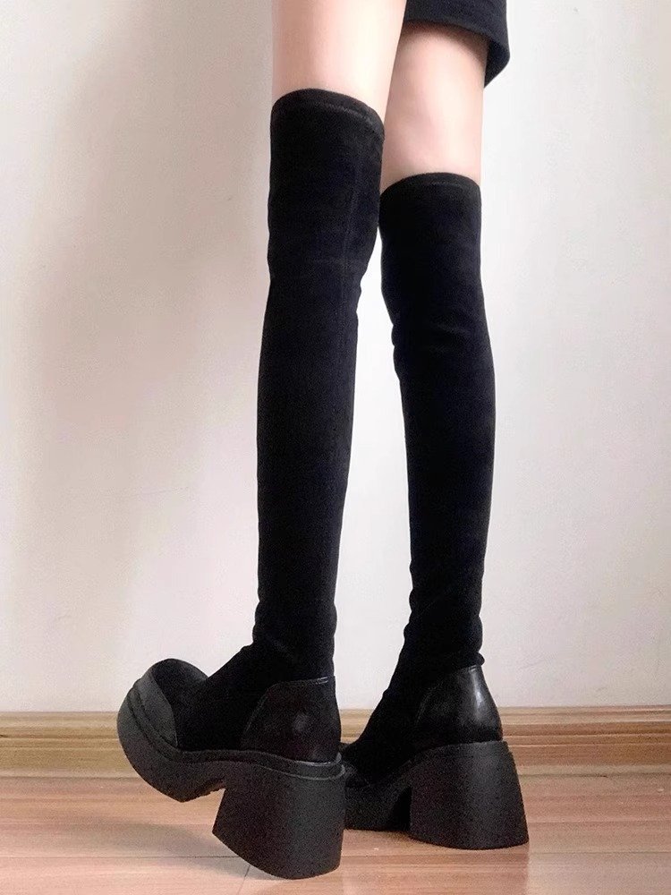 2023 Nuovo autunno elastico sottile ginocchio sopra stivali da cavaliere alti Stivali piccoli e alti_voghion.com