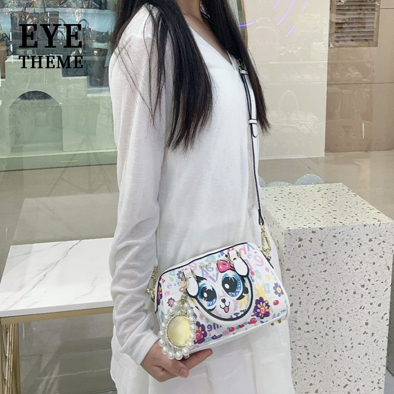 2025 dama impresa nueva linda cremallera pequeña bolsa de almohada moda personalidad de dibujos animados graffiti mochila 2835 #