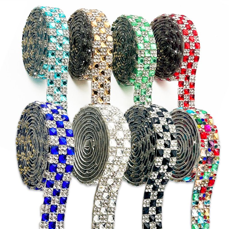 Tela de diamantes de imitación de vidrio adhesivo adhesivo adhesivo adhesivo adhesivo adhesivo de diamantes de imitación pegatinas de diamantes de bricolaje creativos accesorios de joyería adhesivos cinturón decorativo de diamantes de imitación