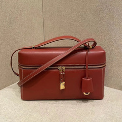 2023 Fall/Winter New Arrival: Genuine Leather LP27 Vintage Cowhide Lunch Box Bag &ndash; Stylish, High-Capacity Handbag, Shoulder Bag, Crossbody, and Underarm Design