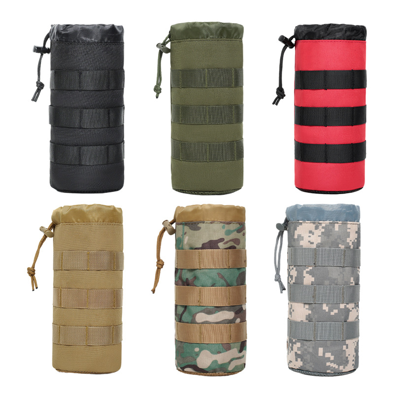 Outdoor Camouflage Tactical Cup Holder Water Bottle Bag Molle Water Cup Holder Bag Mountaineering Cycling Water Bottle Thermos Cup Hanging Bag