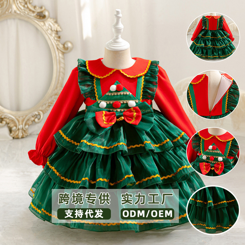 Children's Christmas Outfits Autumn and Winter New Style Girls Baby Fashionable Halloween Costumes Lolita Princess Dress