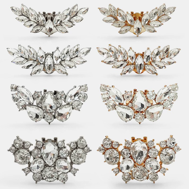 Оптовая продажа новых съемных стразов ангел крылья сплав аксессуары застежки свадебная обувь декоративная пряжка колос пшеницы