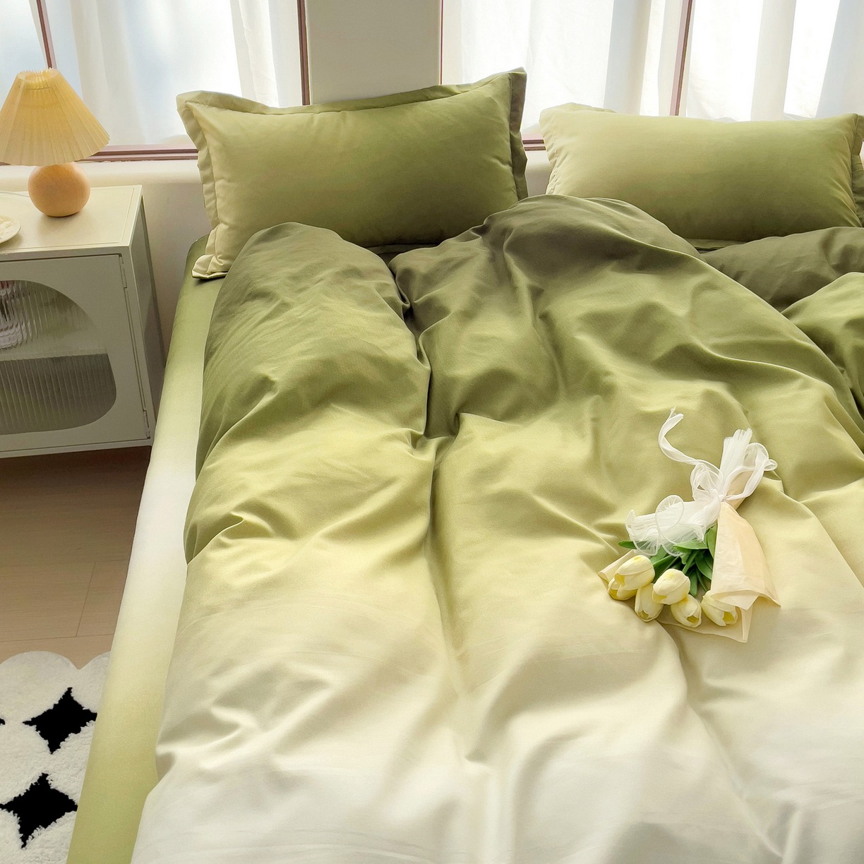 ins dormir desnudo cuatro piezas de sábanas de algodón imitación cubierta madre y bebé clase A dormitorio tres piezas de ropa de cama regalo