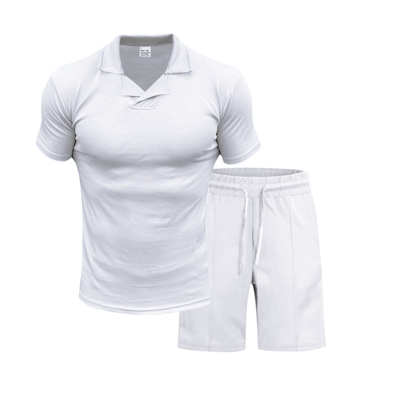 Men's Quick-Dry Short Sleeve Shirt & Shorts Set, Casual Sportswear With Collar For Summer Outdoor Activities, Lightweight Polyester Activewear_viptrois.com