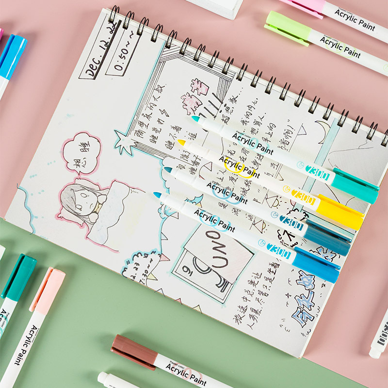 Guangna 7300 nylon cabeza redonda color regular marcador acrílico a base de agua traje 12 color 24 color 36 color transfronterizo exclusivo