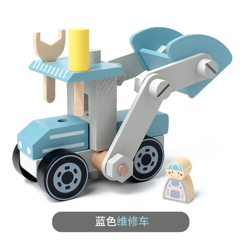 Simulación de madera tuerca herramienta desmontaje coche bebé ingeniería vehículo variedad modelo tornillo bloques construcción juguetes montaje