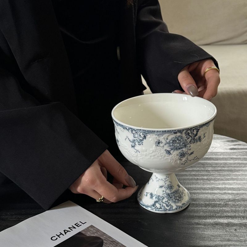 レトロなフランス式レリーフレース純白レースセラミック食器カップ高足盤中古重工シリーズ|undefined