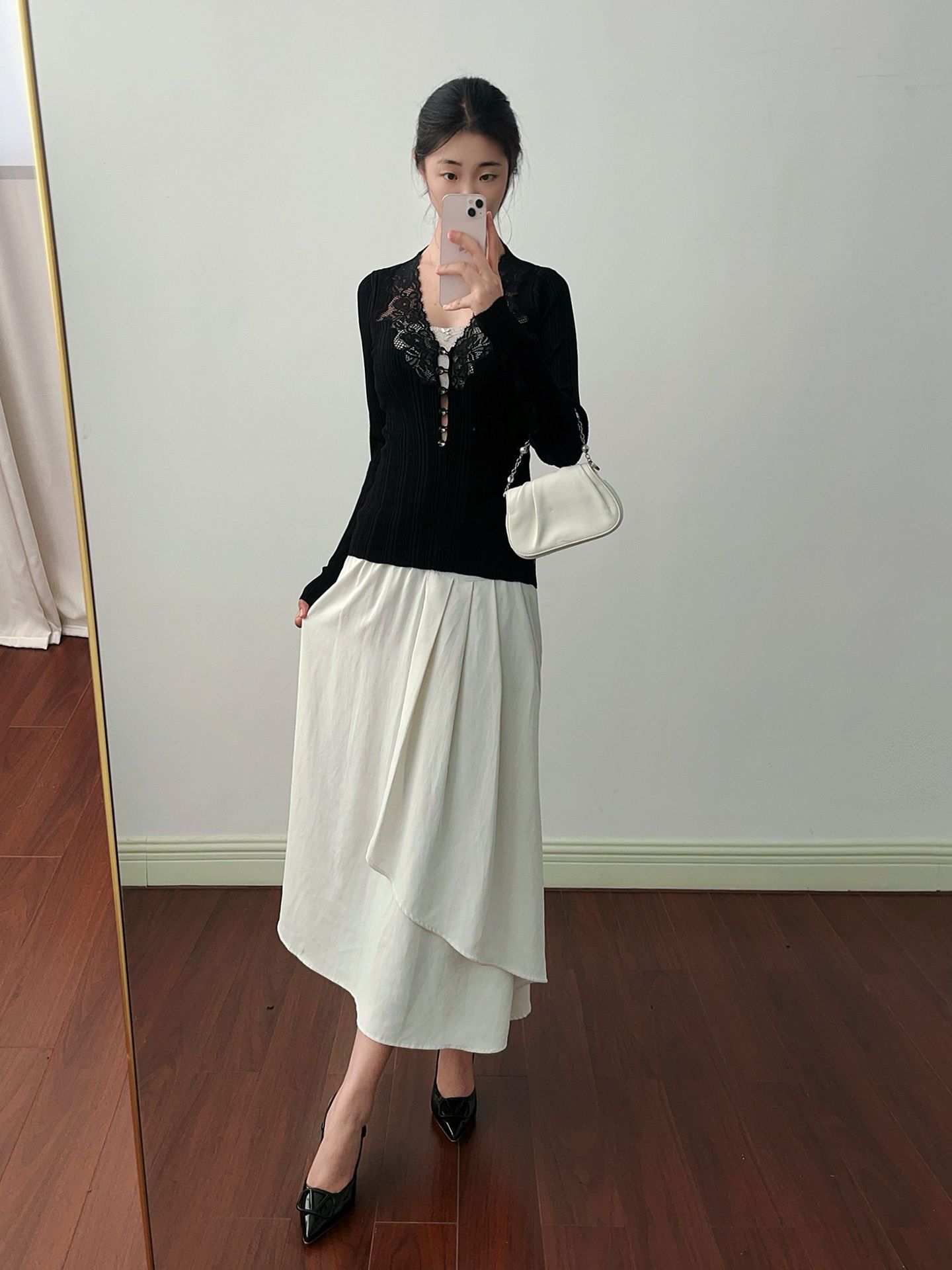 Autumn sexy lace fitted long-sleeve