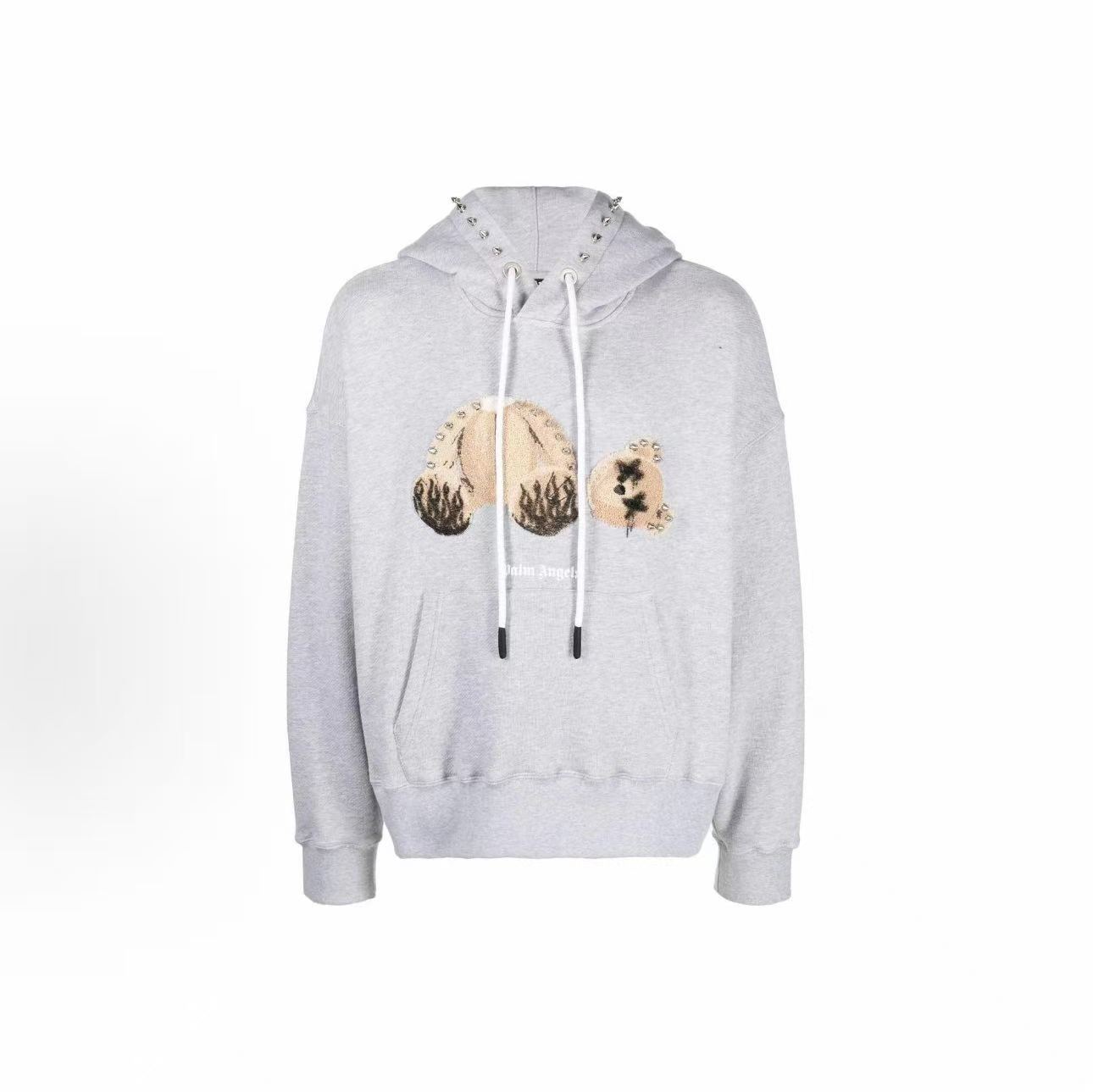 European and American high street fashion brand cartoon beheaded bear men's autumn and winter couple's loose-fitting kangaroo pocket hoodie sweatshirt