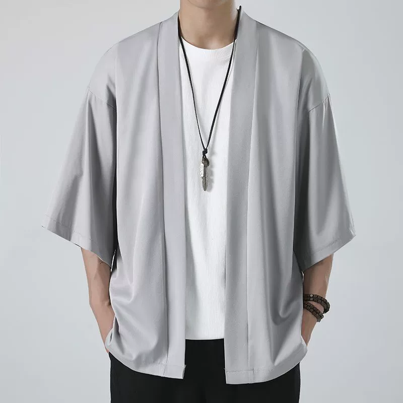 Кардиган, рубашка, Hanfu, мужская летняя куртка, свободный крой, китайский стиль