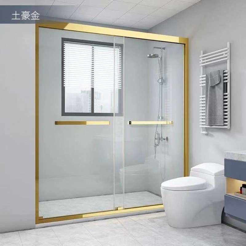 隔断玻璃不锈钢淋浴房一字型简易干湿分离卫生间整体浴室浴屏一件