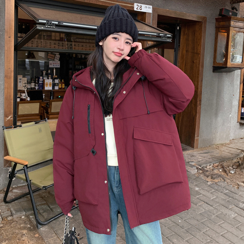 新款大码韩版羽绒棉服连帽宽松休闲情侣工装棉衣女冲锋衣夹克外套|undefined