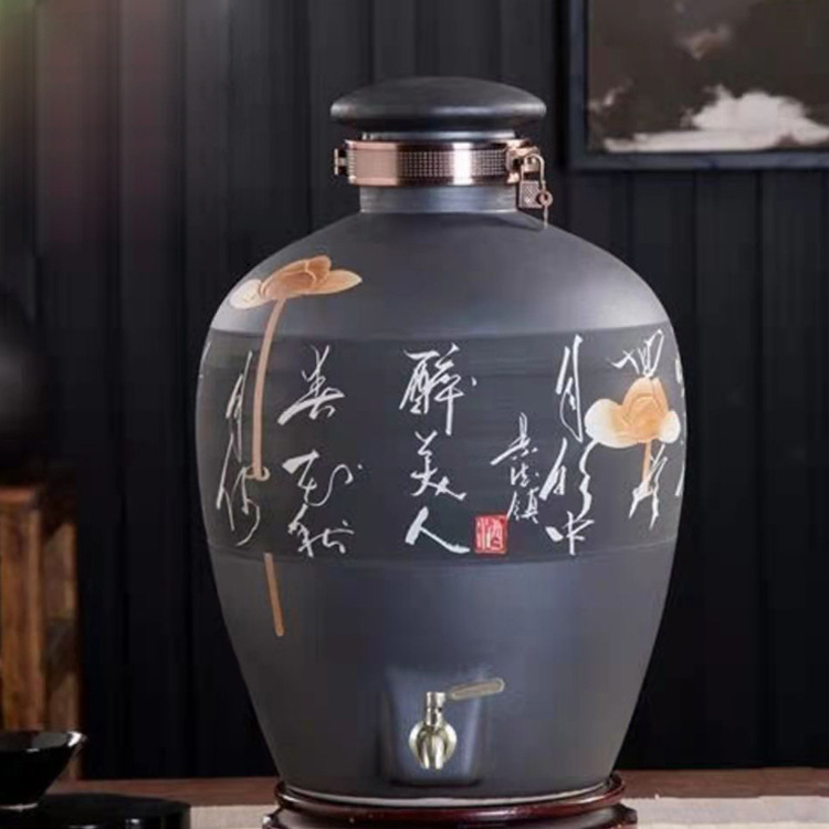 景徳鎮は陶磁器の酒壇を手作業で彫刻して30斤の50斤を入れて酔っ払い美人の家庭用密封の貯蔵瓶の空白の酒壺を詰めます。|undefined