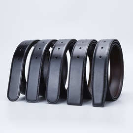 男士皮带工厂批发3.4宽头层牛皮皮带商务皮带按扣硅胶牛皮男腰带