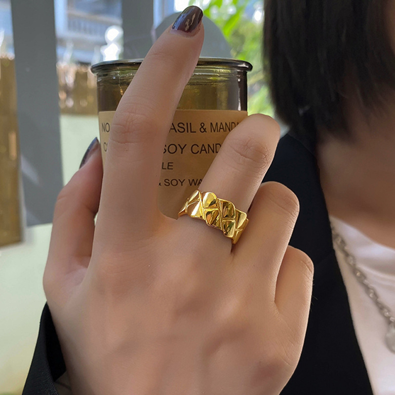 Korean version of the new creative diamond fashion square wide open copper ring wholesalepicture16