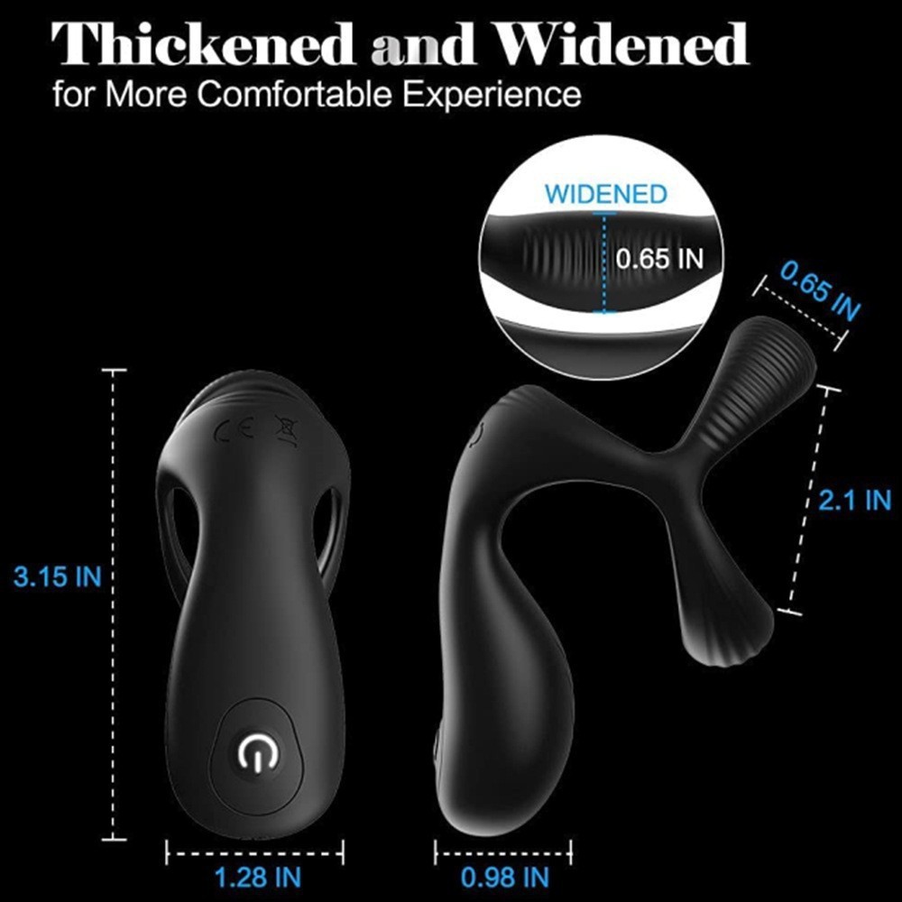 Men's Silicone Vibrating Three Ring Lock Ring Prostate Massager, Adult Adult Sex Toy_voghion.com