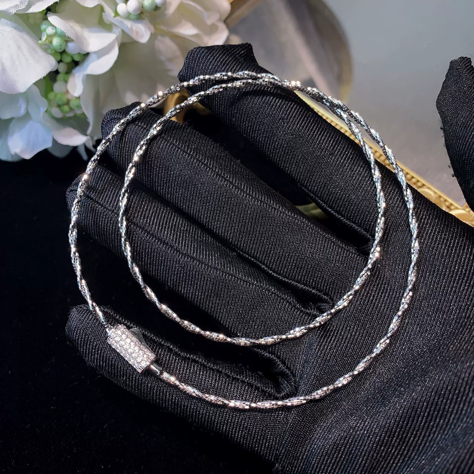 抖音热卖s925银项圈项链小众精致玉石珠宝配饰翡翠水沫玉玉髓项链