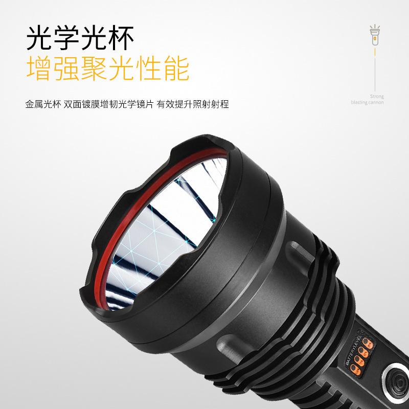 Blanco láser de alta potencia linterna de luz fuerte iluminación del hogar al aire libre de carga remota portátil telescópica proyector linterna