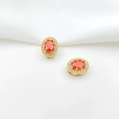 Four-Leaf Flower Porous Spacer Beads — Zərgərlik ara hissələri - style-11-red-zirconium-11135mm-gold