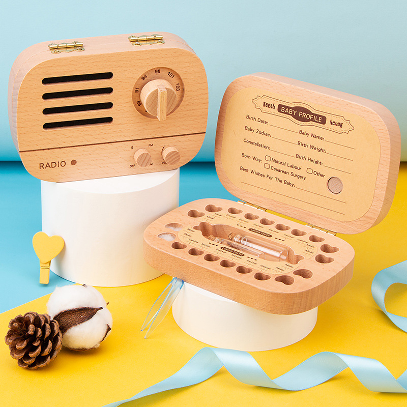 Caja de almacenamiento de dientes de leche, caja de recuerdos de dientes de leche para niños, caja de recuerdos de dientes para niños.