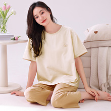 夏天新品睡衣女拉架纯棉短袖七分裤凉感薄款可外穿家居服爆款套装