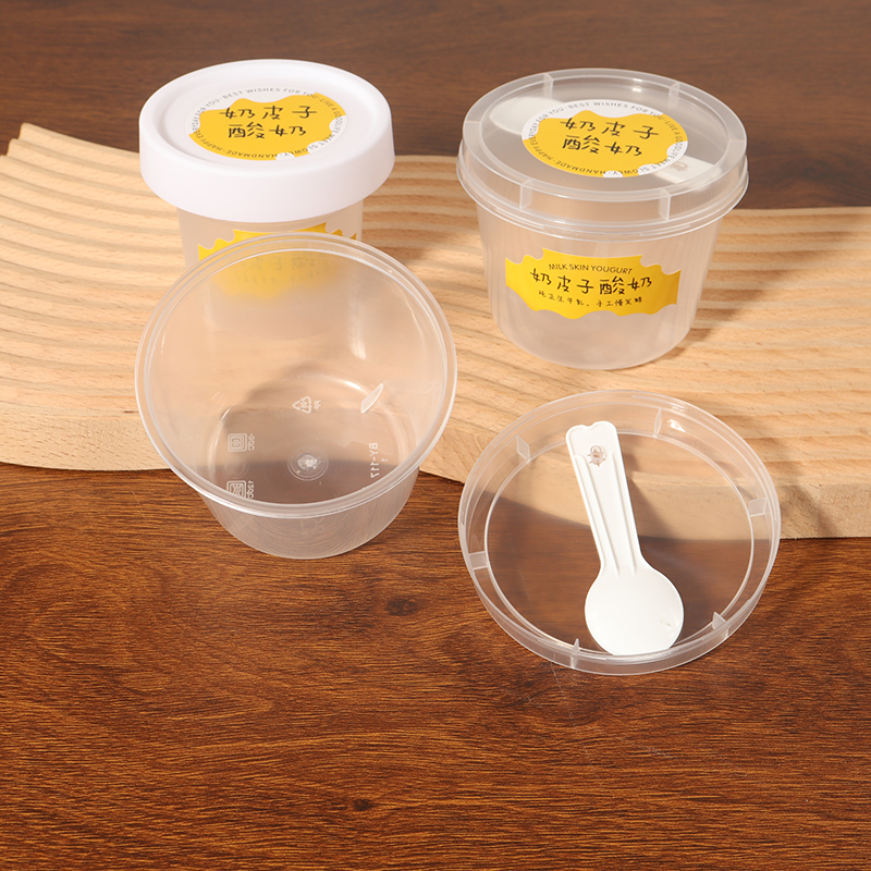 Caja de envasado de yogur de piel de leche gruesa con tapa de taza de queso agrio viejo desechable de embalaje de postre tazón comercial