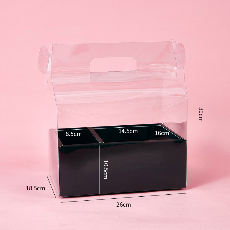 Caja de mano de San Valentín caja de mano plegable de pvc caja de mano ramo rectangular caja vacía embalaje de flores caja de regalo de frutas