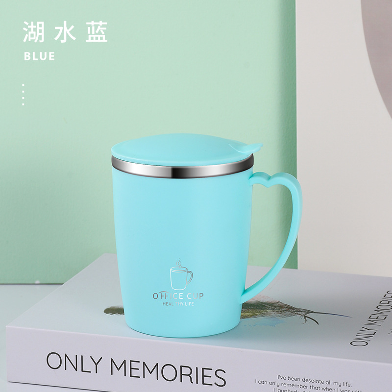 Tazas de café 304 de acero inoxidable con tapa, tazas de café para hombres y mujeres de alto valor, tazas de agua doméstica, tazas de té de oficina