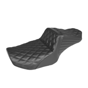 Motorcycle seat cushion suitable for Harley 24+ touring series, Glider step-up seat cushion in black, with raised rear section