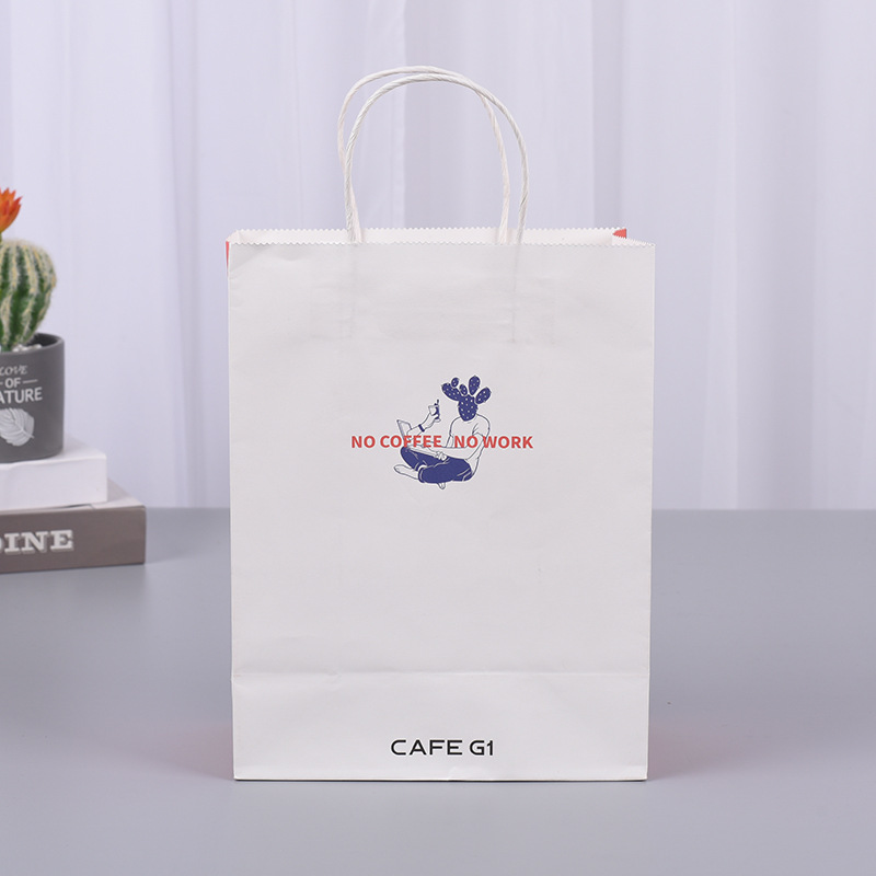 现货牛皮纸袋购物袋加印logo空白手提外卖餐饮店打包袋通用